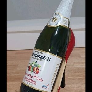 SHOE WINE BOTTLE HOLDER RUBY RED HIGH HEEL WITH BLACK HEEL  STILETTO